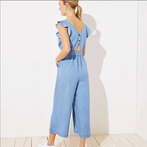 LOFT FLUTTER CUTOUT JUMPSUIT NOBLE BLUE CHAMBRAY